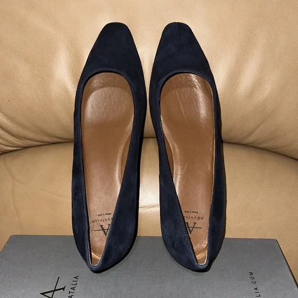 🔥🔥🔥NEW Aquatalia Marcella Navy Suede Leather Flats - Picture 10 of 11